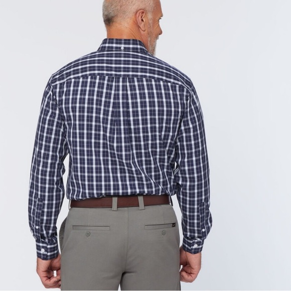 Duluth Trading Blue Plaid Wrinkle Fighter Relaxed Fit Button Down L - Picture 3 of 14